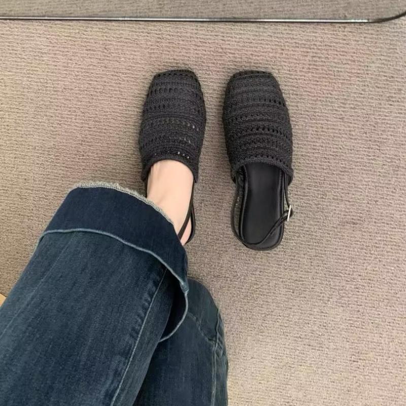 

Мода 2025 Лето Новые Босоножки на Блочном Каблуке с Открытым Носком и Открытой Пяткой Женская Обувь На Низком Каблуке с Одним Ремешком 40 чёрный