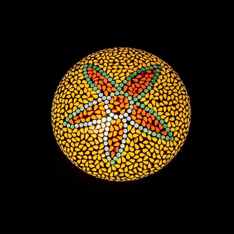 

Flower Design Mosaic Yellow Coloured Glass Ceiling Light
