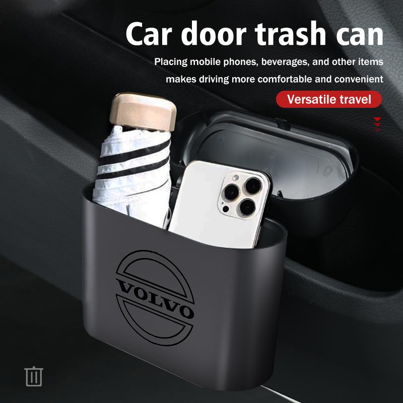 Kdvns0 Pour Siège Auto Volvo Poubelle de Dossier ABS Bac de Rangement de Porte avec Couvercle à Poussoir V60 V50 V40 S80 S60 S90 C40 XC40 V70 XC70 XC60 XC90