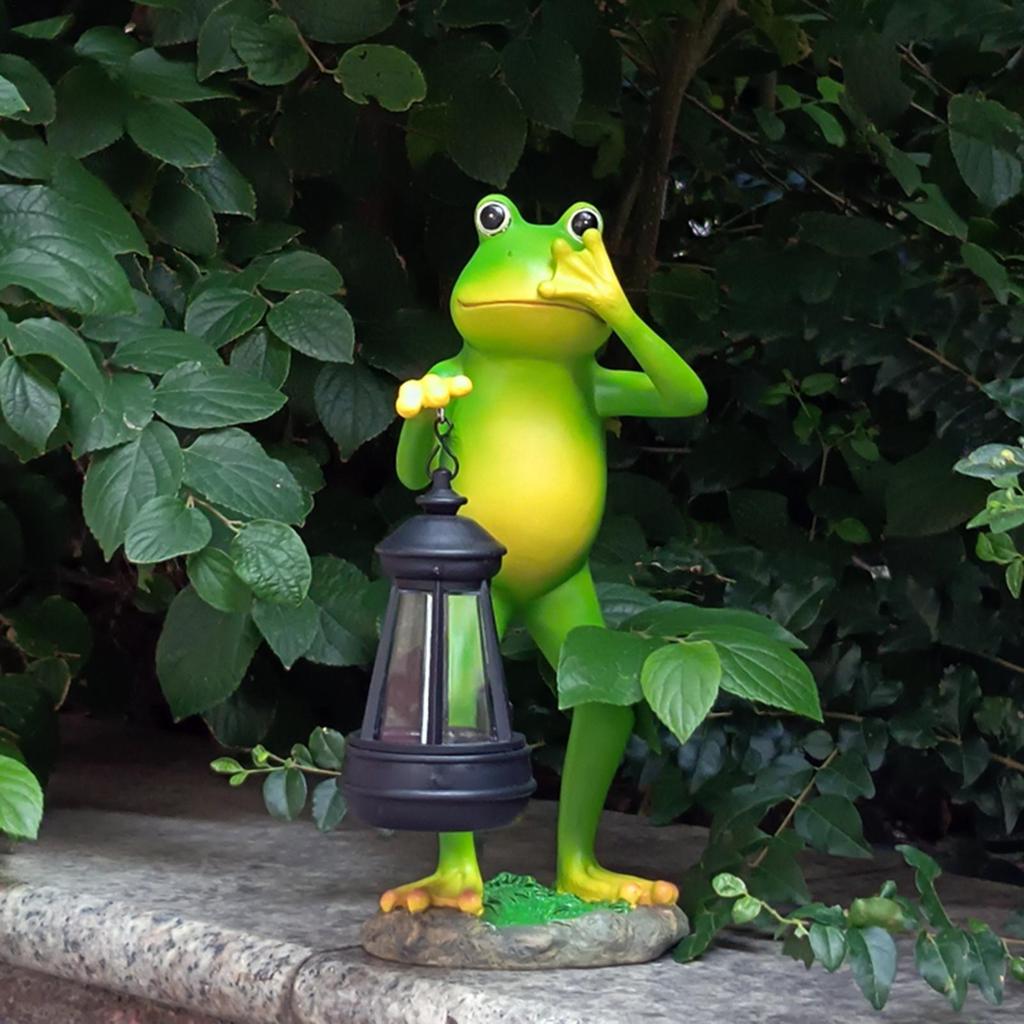 Outdoor Solar Light Waterproof Resin Frog Sculpture Lighting Frog Figures With Lighting for Lawn Yard Garden Patio Walkway