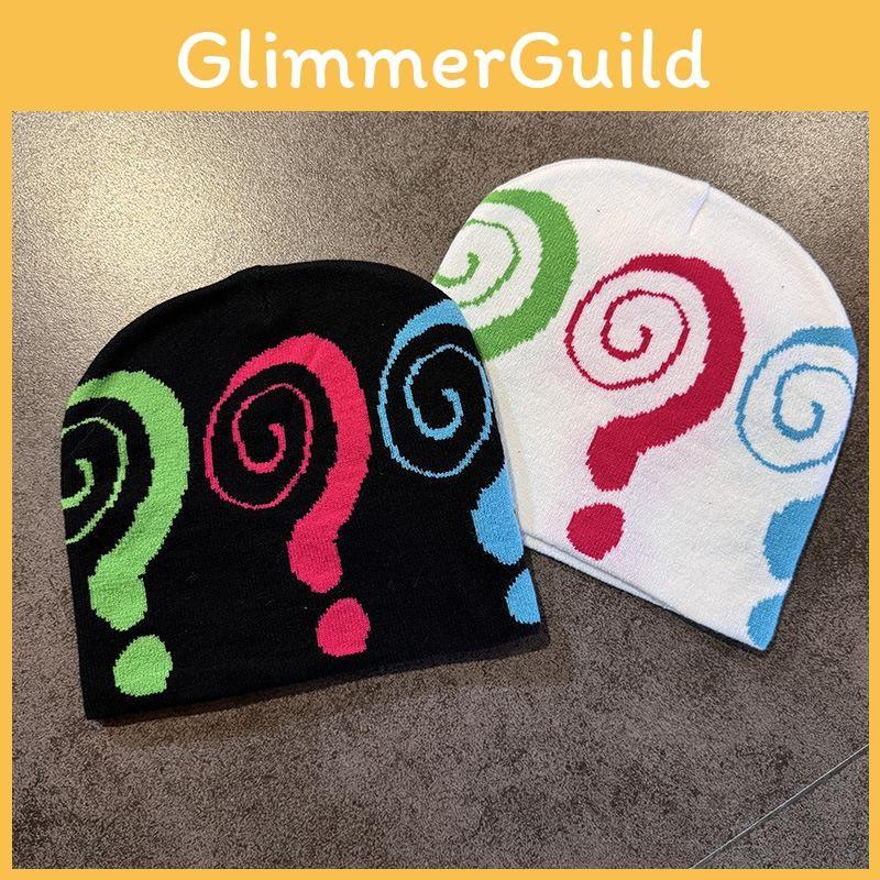 Fashion Colored Question Mark Pattern Neutral Casual Warm Knitted Hat For Autumn