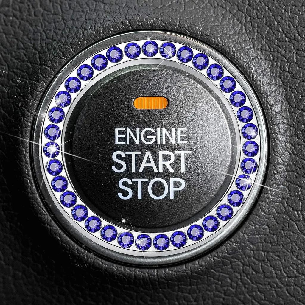 1PC Automobiles Start Switch Button Decoration Circle With Diamond Rhinestone Ring Button Sticker Car Interior Accessories