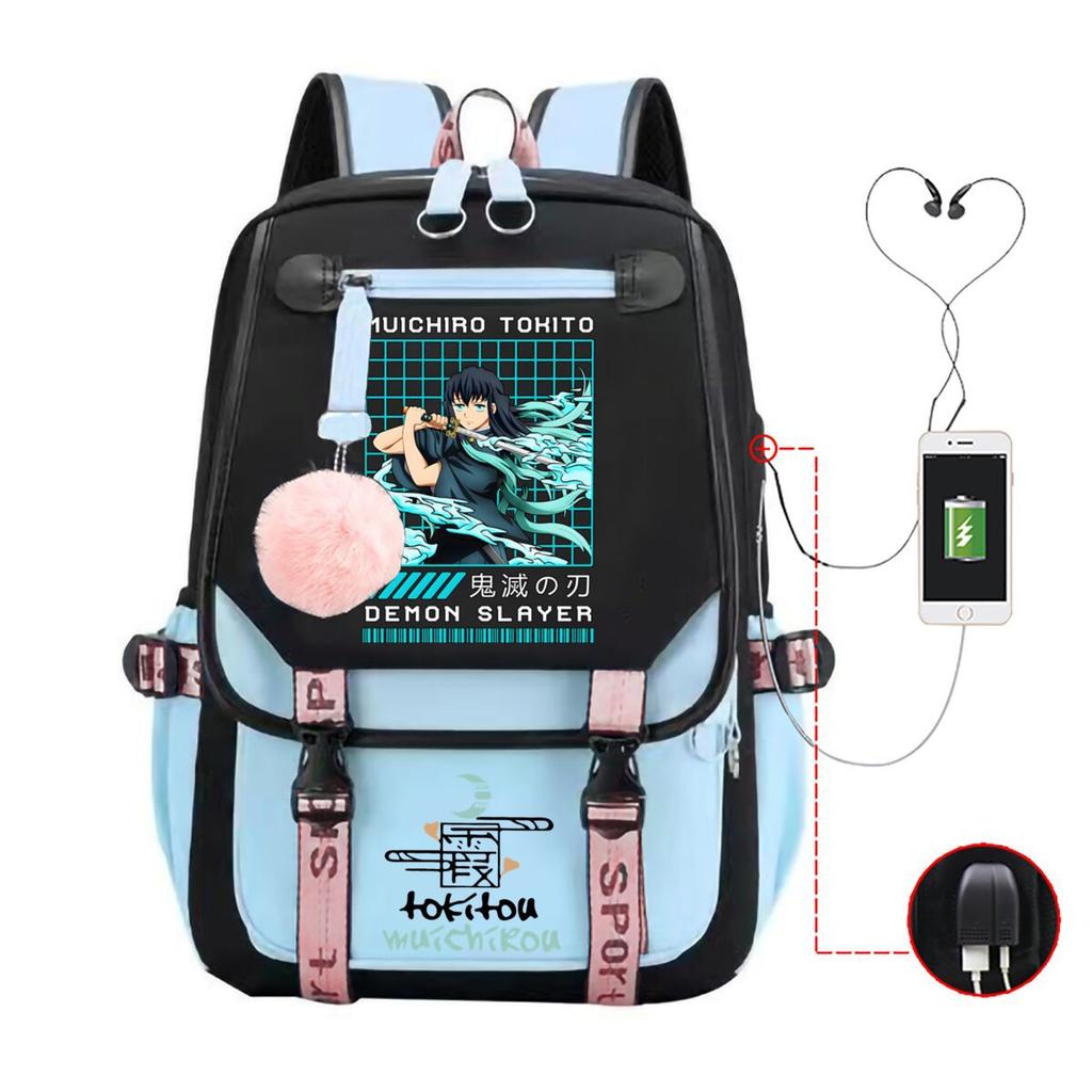 Anime Peripheral Backpack College Wind Junior High School Student High School Student with USB Multifunctional Student School Bag