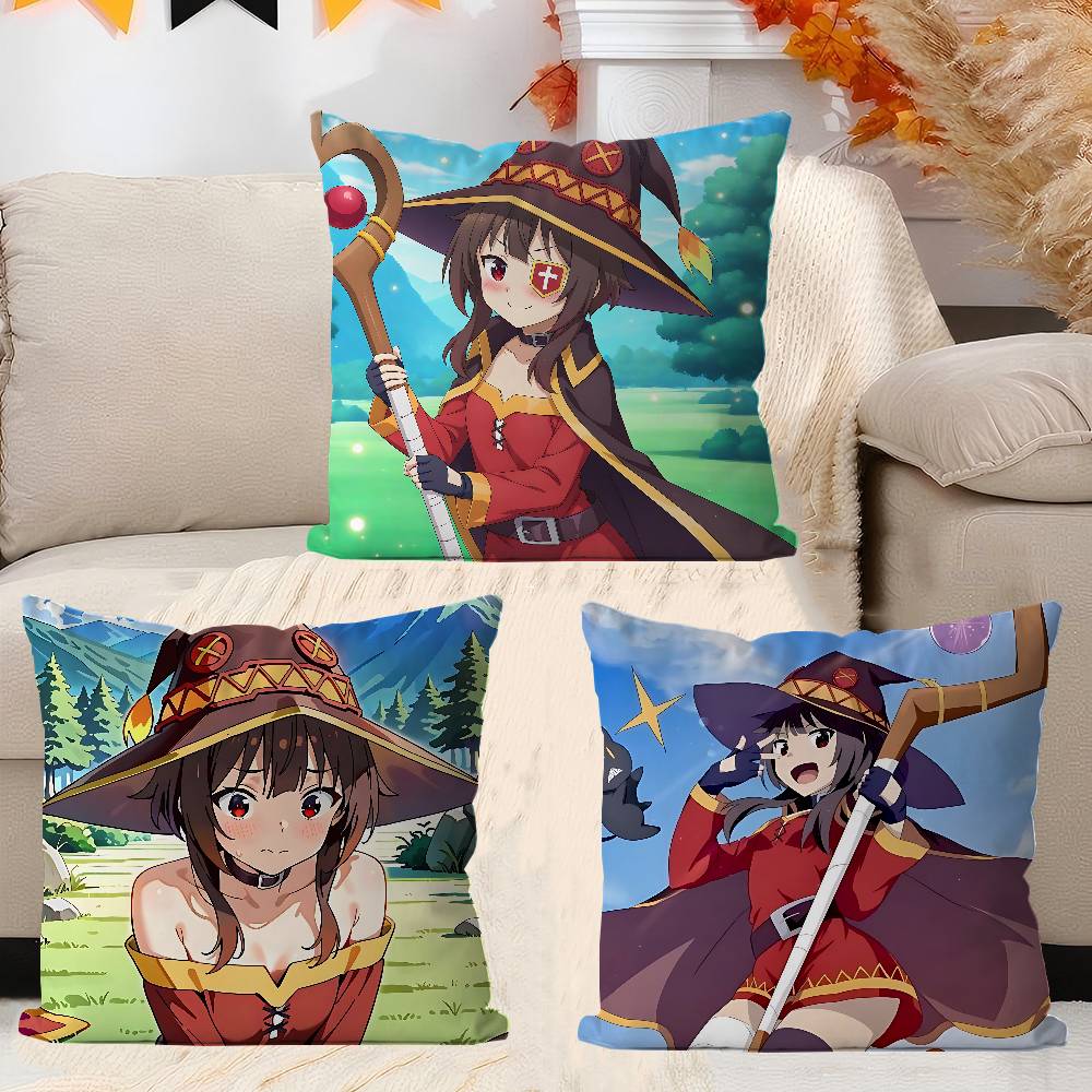Konosuba-Anime-M-Megumin Personalized Pillow Cover Kids Bedroom Wild Party Decor Pillowcase Kid Birthday Shower Gift