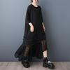 Plus size black cotton vintage floral new in dresses for women casual loose long summer dress