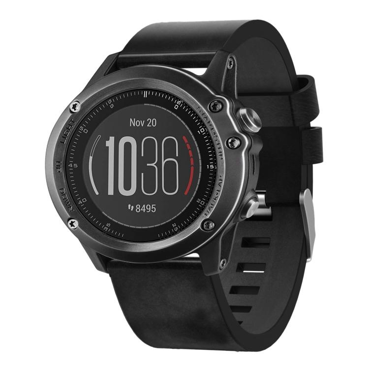 

Для Garmin Fenix 3 Sapphire 26мм Кожаный Стальная Пряжка Ремешок для Часов For Garmin Fenix 3 Sapphire чёрный