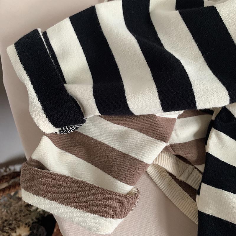 Korean Style Girls' Striped Long-Sleeve T-Shirt - Trendy Toddler Casual Top for Spring & Autumn 2025