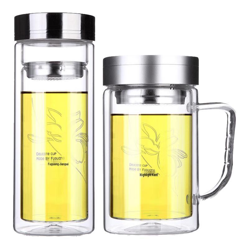 Fuguang Double Wall Borosilicate Glass Tea & Water Bottle with Infuser