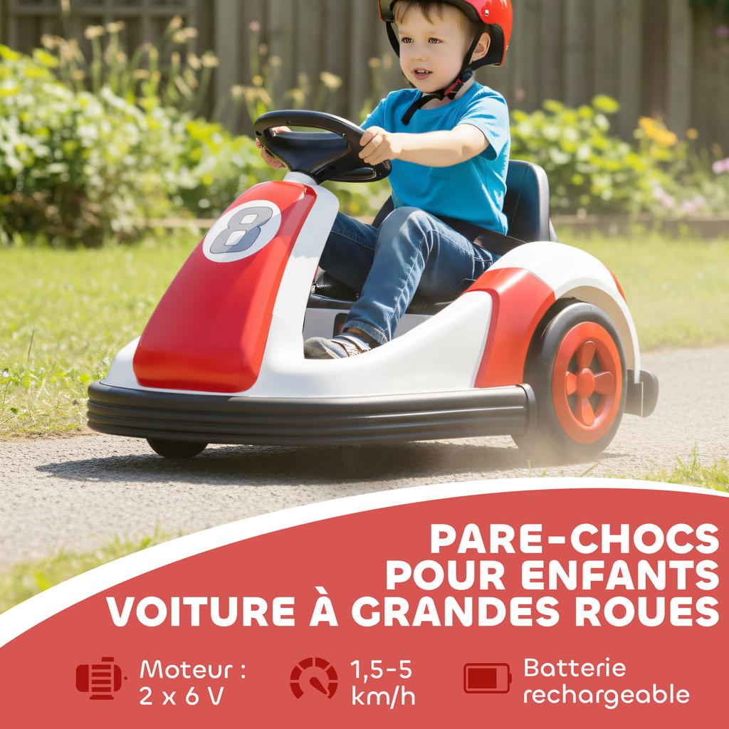 Kinder-Stoßauto 6V, 360° Drehung, elektrisches Kinder-Stoßauto mit Doppelmotor, Musik und Hupe