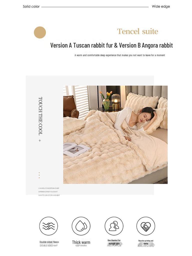 Elegant Toca Extra Thick Double Layer Faux Fur Sofa Nap Blanket
