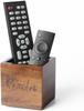 Acacia Wood TV Remote Holder, Caddy and Organizer for Table, Vintage Farmhouse Desk Caddy (Brown for 2 or 3 Remote Controls)