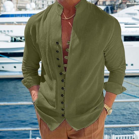 

Новое мужское свободное повседневное ретро пальто, верхнее нижнее пальто из хлопка и конопли, универсальный повседневный классический кардиган, пляжная рубашка, мужской стиль XXXL армия зеленый