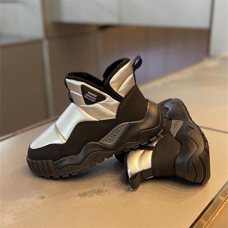 Pánské zimní teplé fuzzy boty do sněhu Lehké kotníkové boty s protiskluzovou podšívkou z umělé kožešiny pro muže Neformální PU kůže Pohodlné vycházkové krátké boty