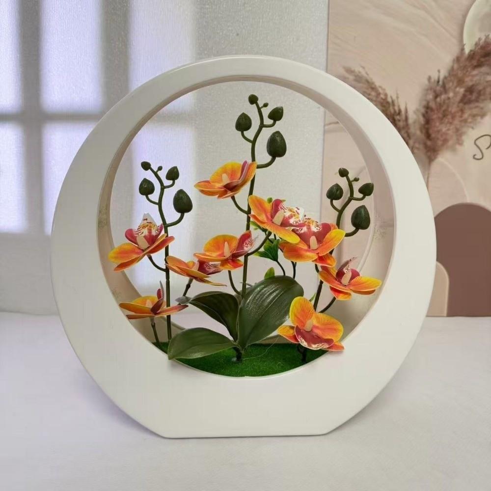 Ornaments Artificial Orchid Pot Plant Decorative Floral Art Moon Shape Imitation Flower Bonsai Home Decor