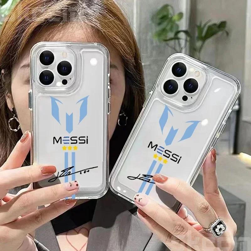 MESSi Football Transparent Phone Case For iPhone 15 16 14 13 12 11 Pro Max Mini X XS XR 7 8 15 Plus Shockproof Soft Cover