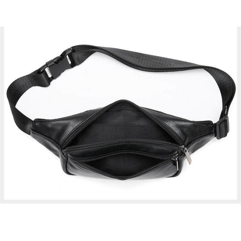 Fårskinn Business Midjeväska Herrläder Bröstväska Herr Crossbodyväska Retro Vattentät Crossbodyväska