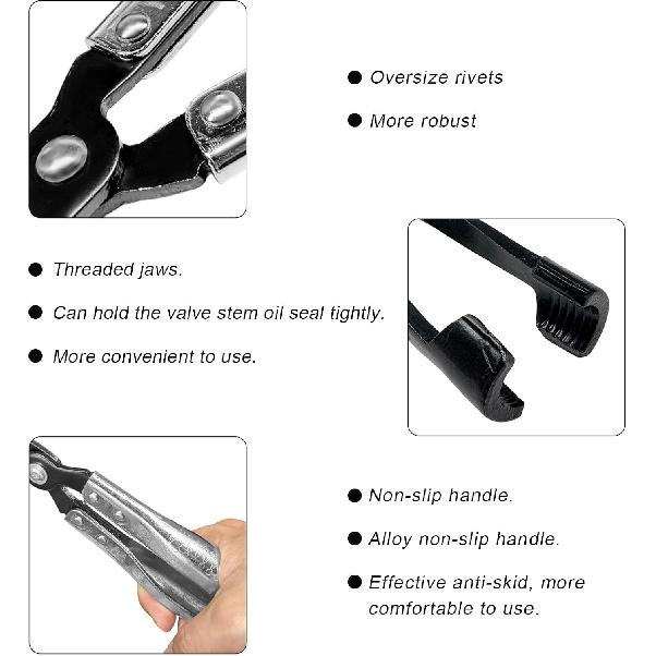 Car Valve Seal Pliers, 27cm/10.5in Valve Stem Seals Removal Tool with Ergonomic Grip, Narrow Access Oil Seal Pliers for Motorcycle ATV Small Engine