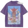 Unisex Beige Washed Vintage T  Shirt Dragon Ball Gyojin Kaioh Poseidon Style High  Quality Fabric for Casual Shopping
