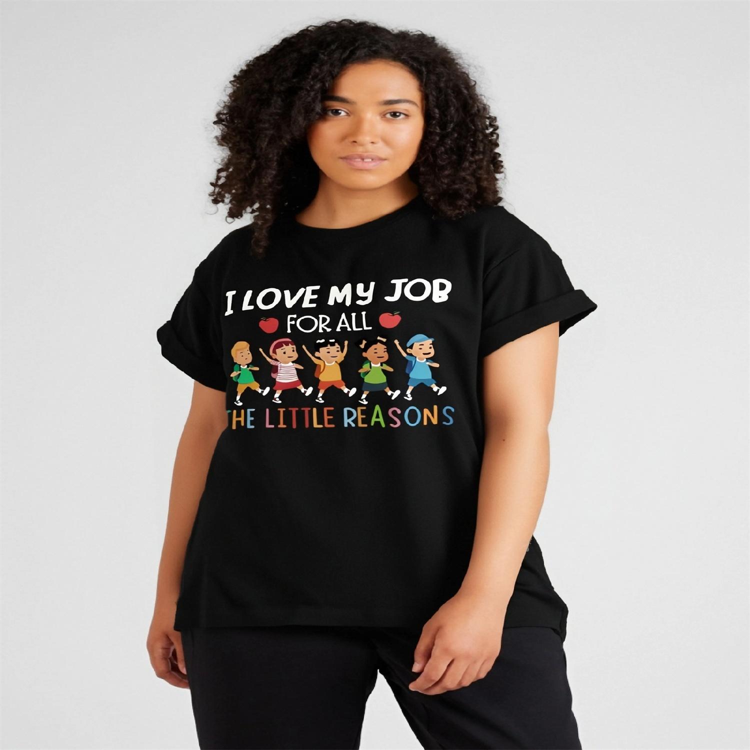 

Women s Casual Short Sleeve Round Neck T-Shirt With I Love My Job For All The Reasons Graphic Print, Summer Teachers Day Tee XXXXXL різнокольоровий