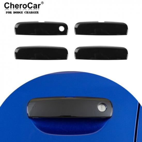 Car Exterior Door Grab Handle Trim Cover Bezels for Dodge Charger 2011-21 Black