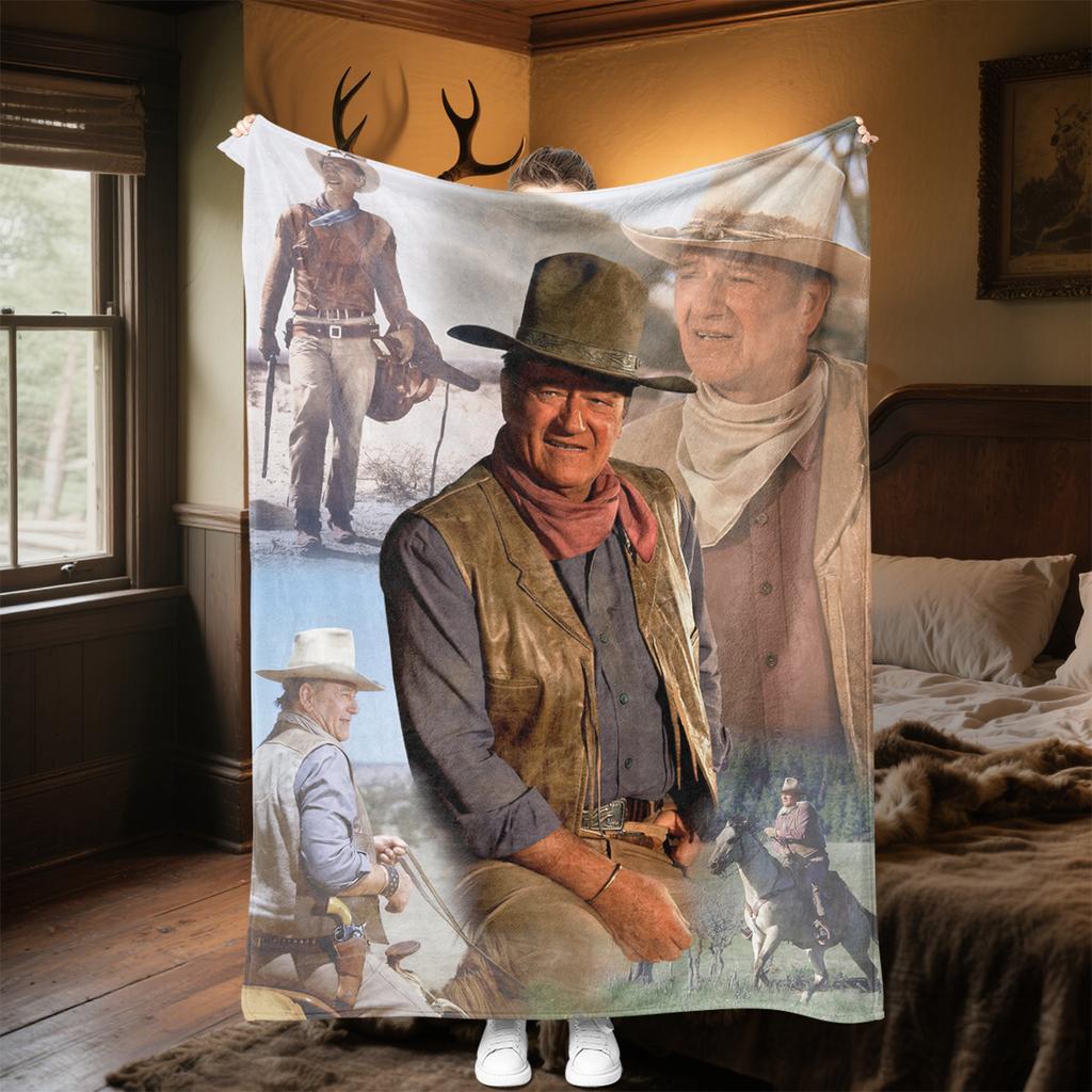 John Wayne Western Cowboy Blanket Soft Comfortable All Seasons Perfect Sofa Office Nap Travel Festive Gift