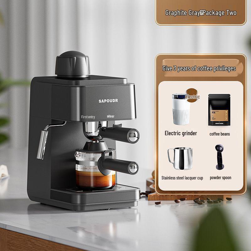 Retro Włoski Ekspres do Espresso ze Spieniaczem do Mleka - Półautomatyczny, Idealny do Użytku Domowego