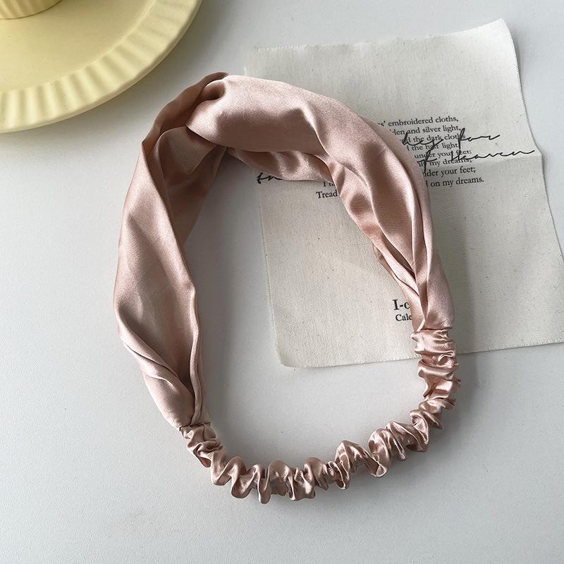Satin Silk Solid Cross Top Knot Headband Elastic Hair Band Women Girls Scrunchies Hairband Turban Bandanas Hair Accessories