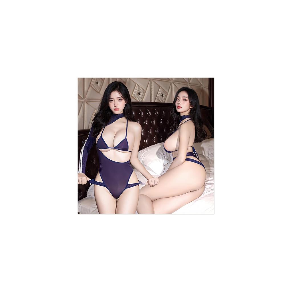 Sanmaru Sexy Lingerie Chest One High Exposed Bare Sexy Adult Sexy Adult Goods Women's Bodysuit, Extreme, Perverted, SM, Cutout, Sleeve, Elasticity,