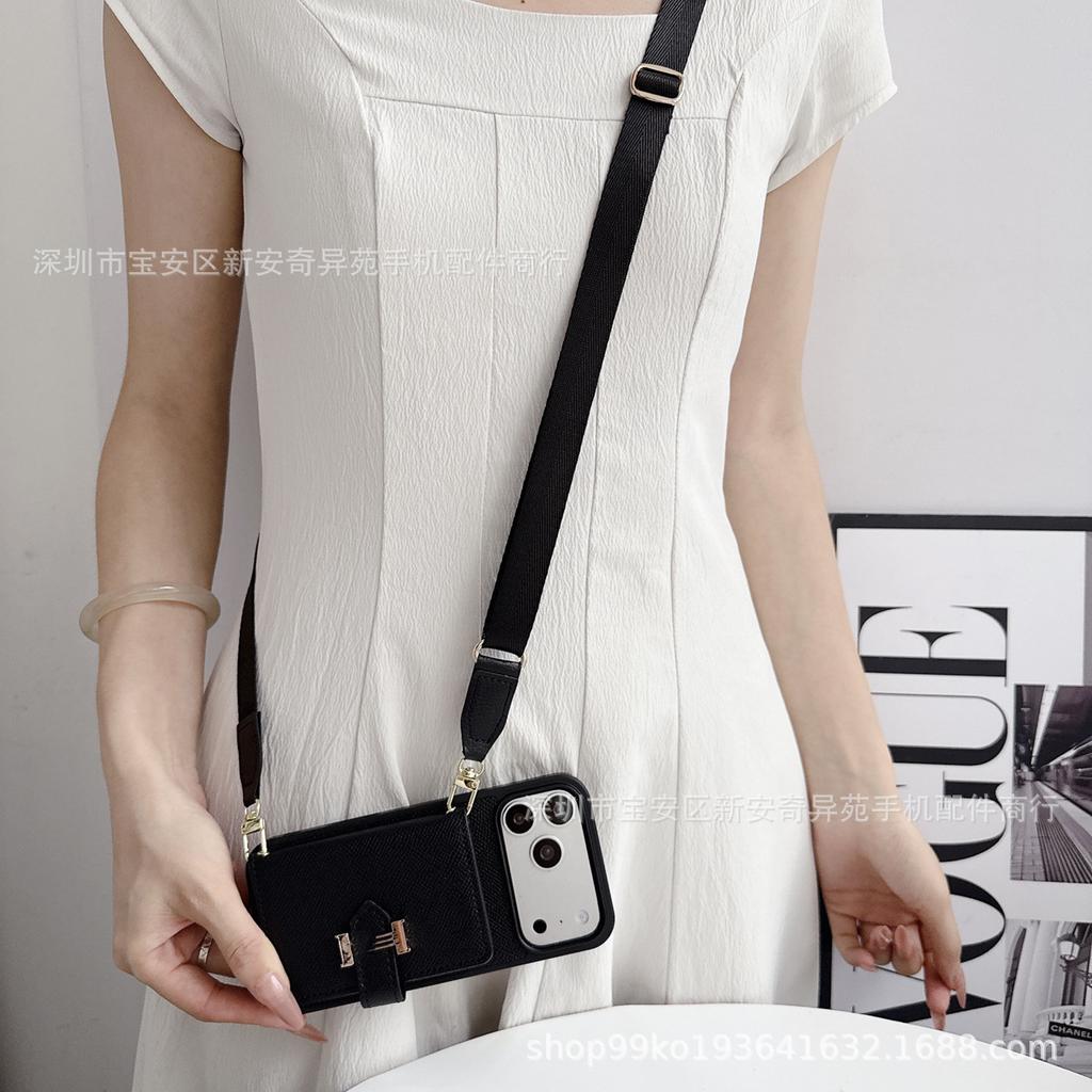 Applicable To iPhone17promax Oblique Span Card Mobile Phone Case, Foreign Trade Hot-selling Lanyard Card Bag, Apple 17 Mobile Phone Case.