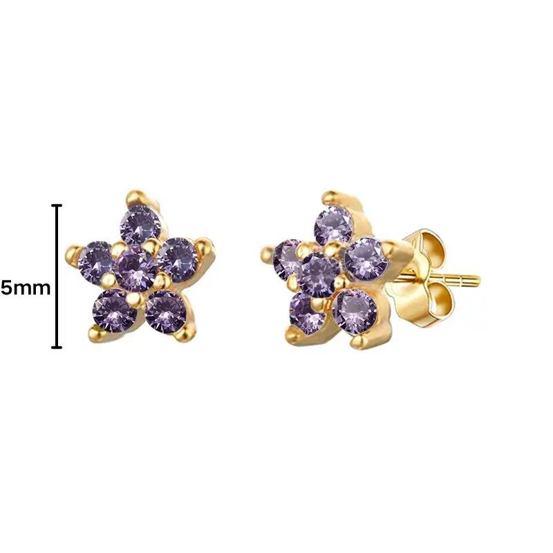 Damen 925 Silber Ohrstecker Lila Zirkon Ohrringe Creolen Lila Kristall Anhänger Ohrring Mode Hochzeits Schmuck