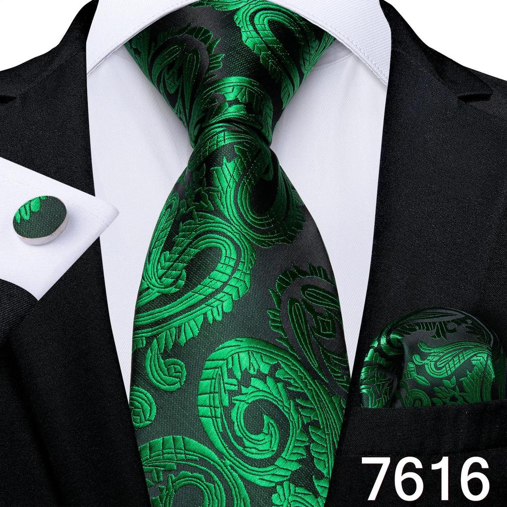 Męskie krawaty jedwabny czerwony krawat Hanky ​​spinki do mankietów zestaw formalne wesele nowość