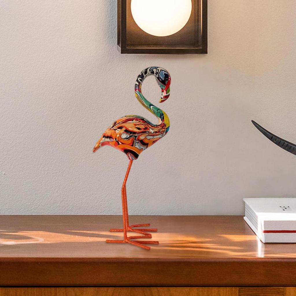 Resin Figurines Bird Sculptures Decorative Modern Art Backyard Flamingo Garden