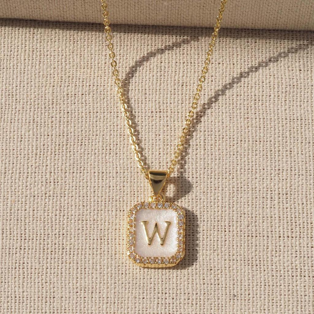 Trendy Gold-Plated A-Z Initial Pendant Necklace with Enamel Finish