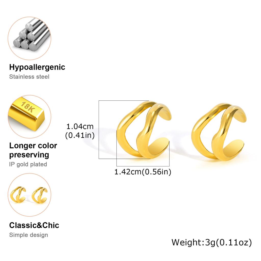Vnox Minimalist 18K Gold Plated Cuff Earrings Stainless Steel Hollow Geometric Earring For Women Trendy Jewelry 2026 New
