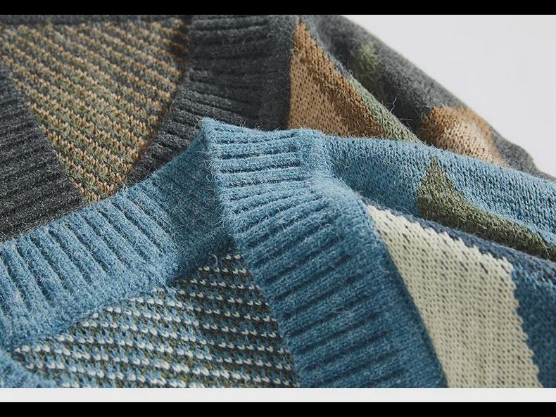 Herren Retro Japanischer V-Ausschnitt Kontrast Strick Cardigan - Frühling/Herbst Casual Loose Jacke Trend