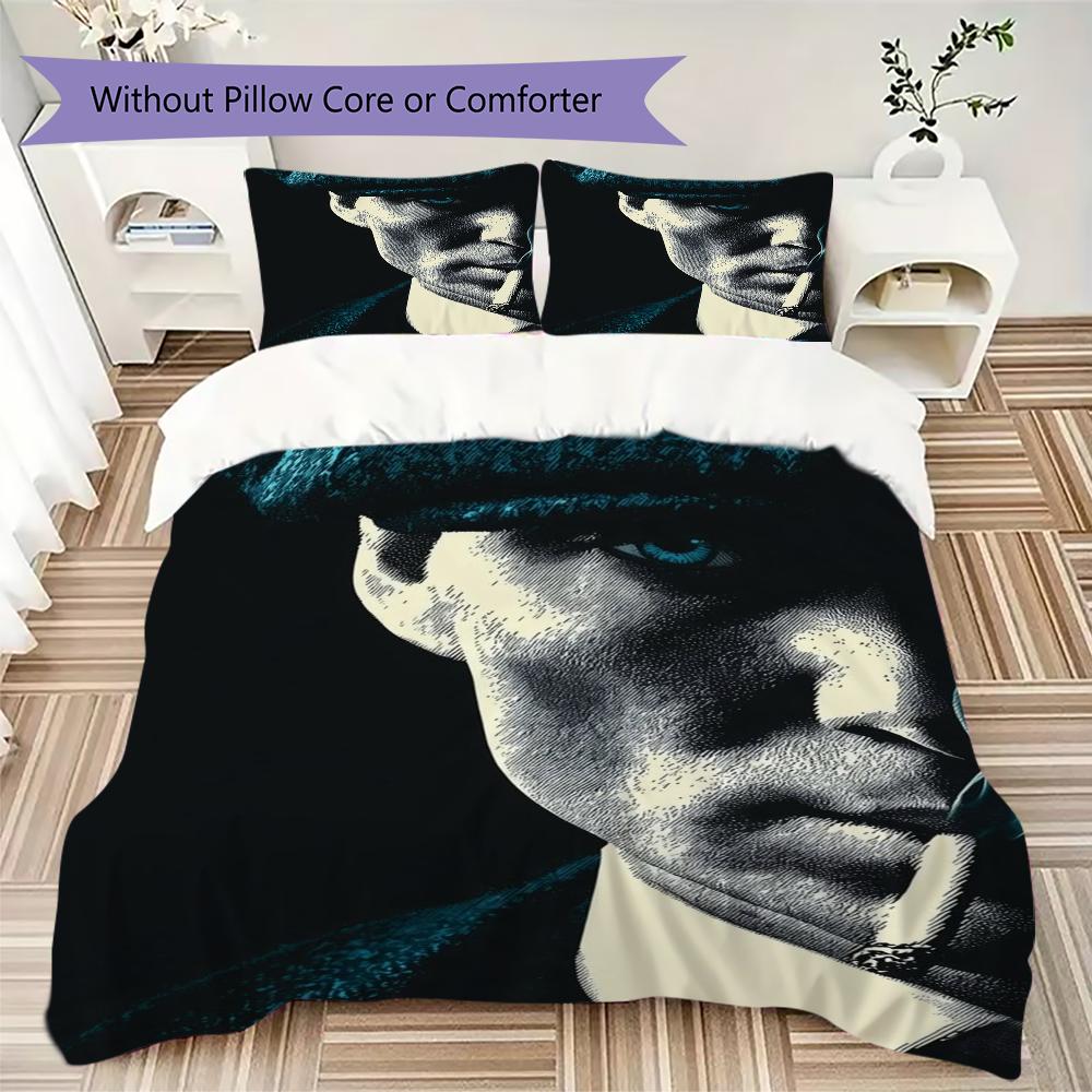 Thomas Shelby Pattern Bedding,Quilt Set Quilt Cover Pillowcase Home Birthday Gift(1 * Duvet Cover + 2 * Pillowcase, Without Core)_lx