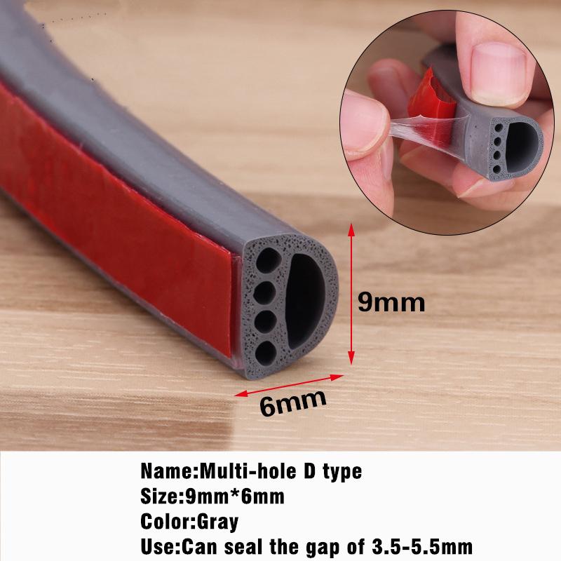 New 6M Silicone Rubber Weather Strip I/E/D Type Seal Strip for Doors Windows Self Adhesive Anti Collision Soundproof Waterproof