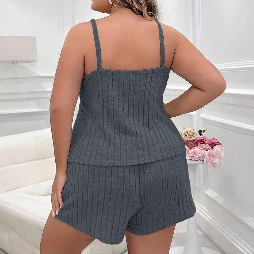 Women's Casual Solid Color Camisole Shorts Pajama Set