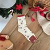2025 Year of the Snake Red Cat Bow Women's Christmas Socks - Pure Cotton, Kitty Design for Autumn and Winter