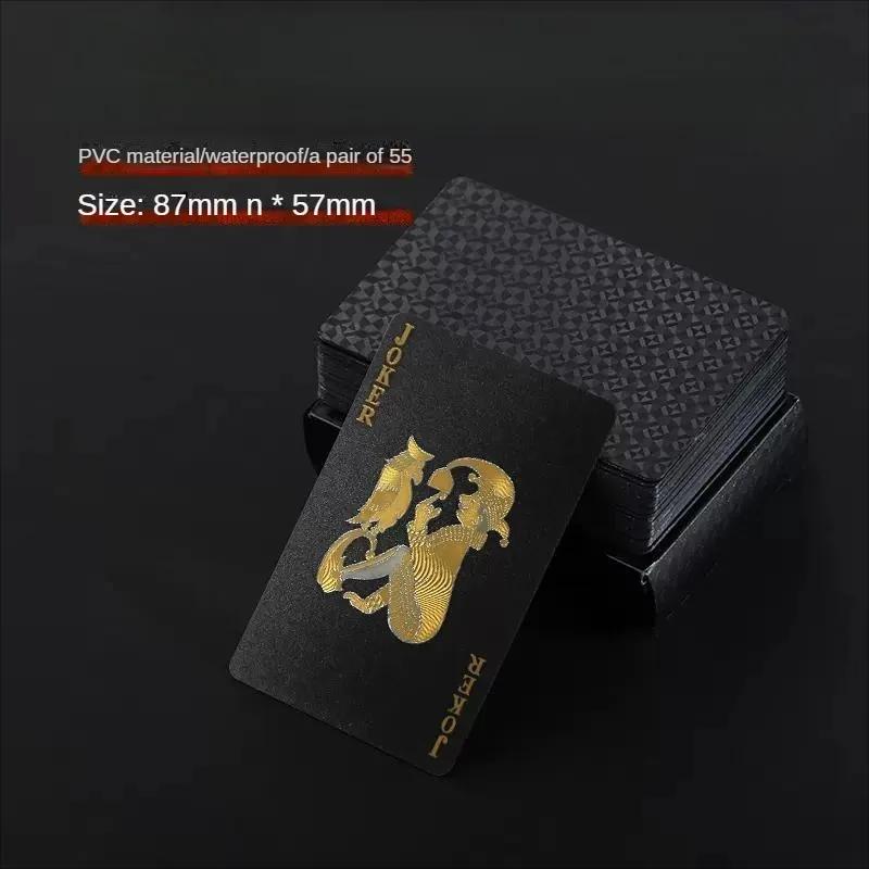 New 54 Black and Gold Plastic Playing Cards Waterproof Card Gift Collection Aluminum Foil Poker Set Practical Party Gifts