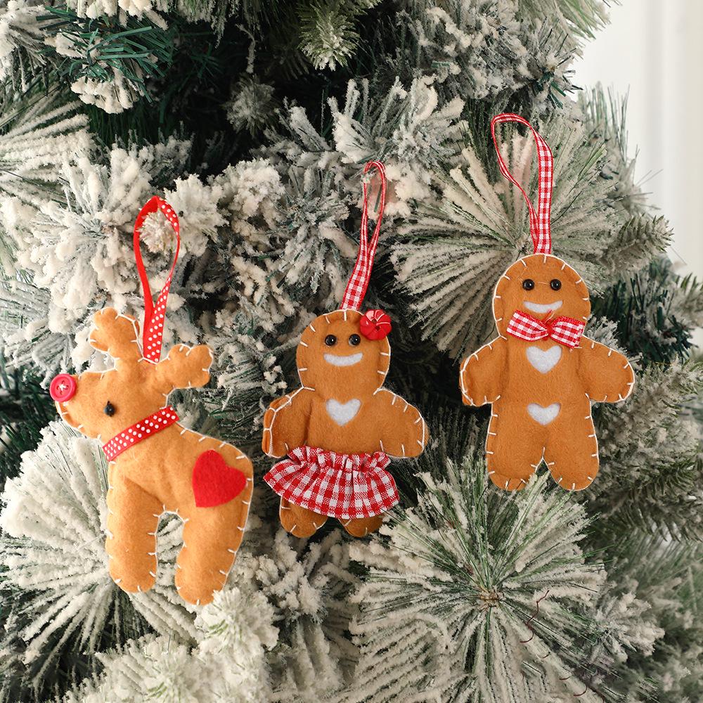 In-Stock Felt Elk Pendant Christmas Tree Ornament, Creative Gingerbread Man, and Deer Decoration.