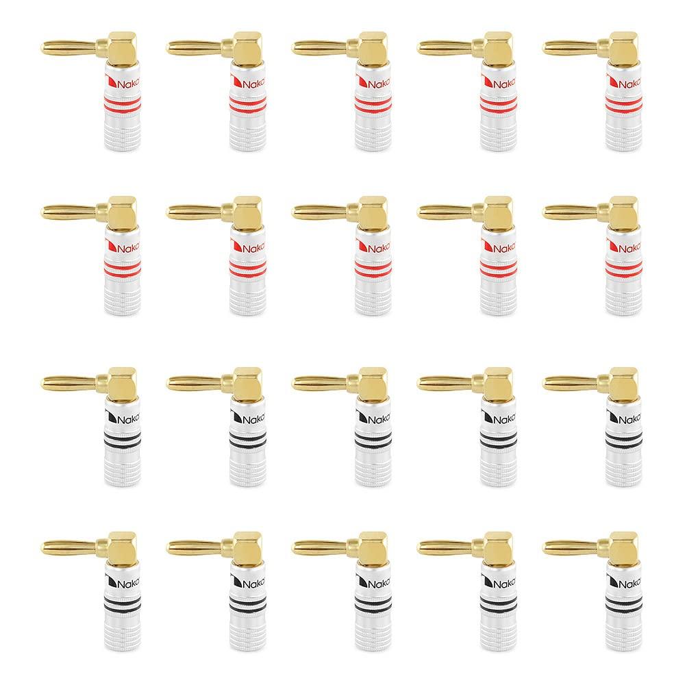 Nakamichi Excel Series 24K Gold Plated Banana Plugs 12 AWG 18 AWG Gauge Size 4mm Speaker Amplifier AV Stereo Home Theater Audio Wire Cable Screw