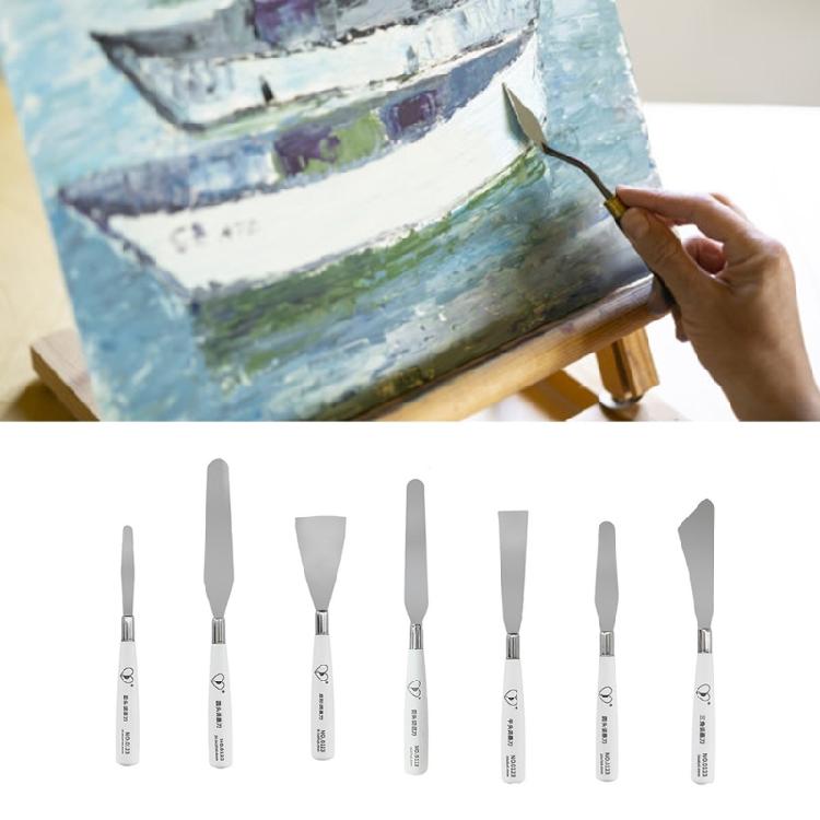 7Pcs Professional Artists Palette Tool Stainless Steel Spatula Set for Oil Painting Acrylic Painting Color Mixing