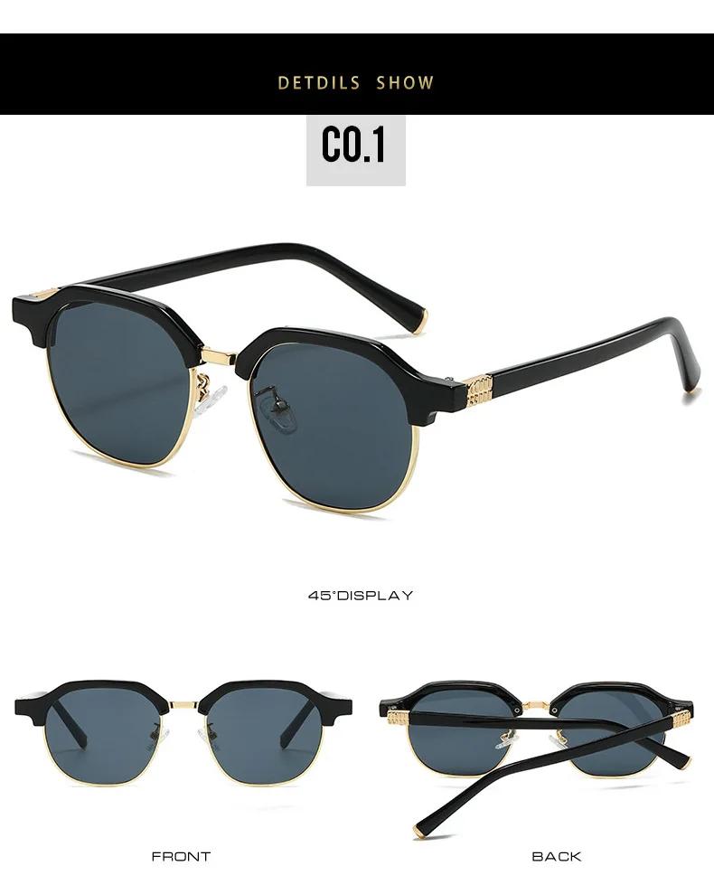 New Half Frame Sunglasses Man Woman Luxury Designer Sun Glasses High Quality Male Retro Eyewear Metal