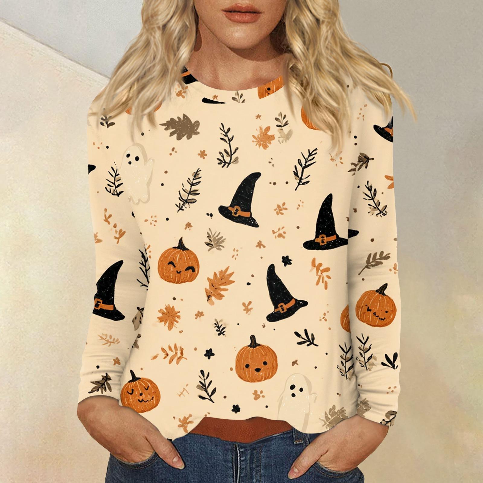 

Женский повседневный топ с длинным рукавом и принтом, с круглым вырезом XL