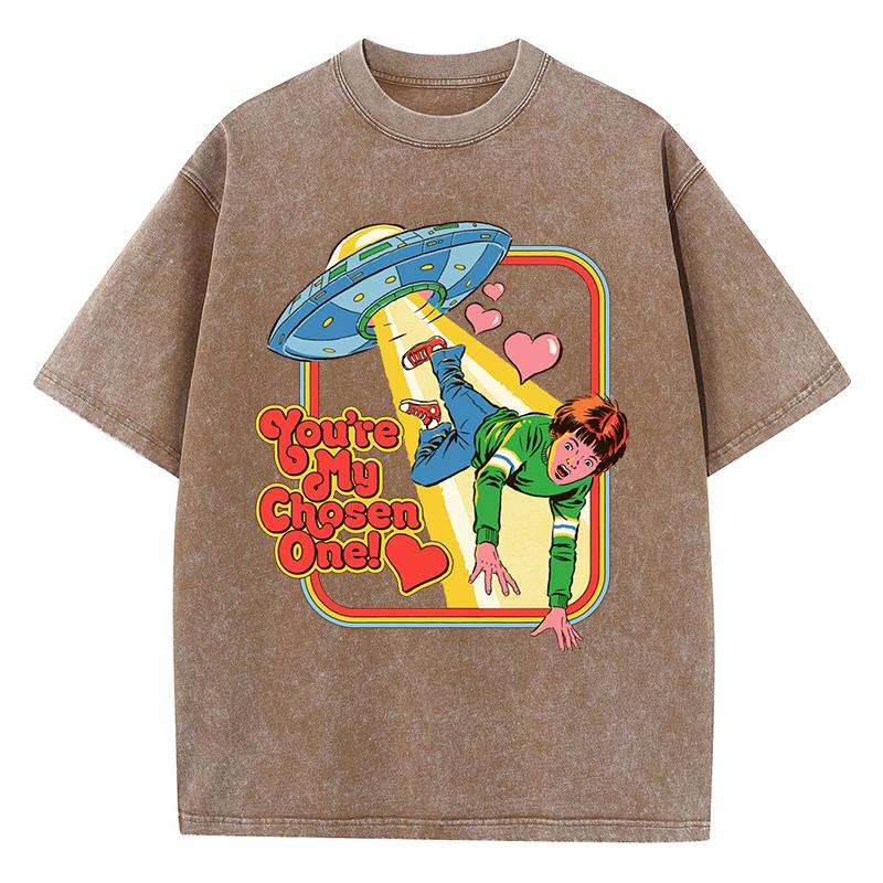 Your Are My Chosen One Printing Women Washed T Shirts Breathable Fashion Tees O-Neck Distress Short Sleeve