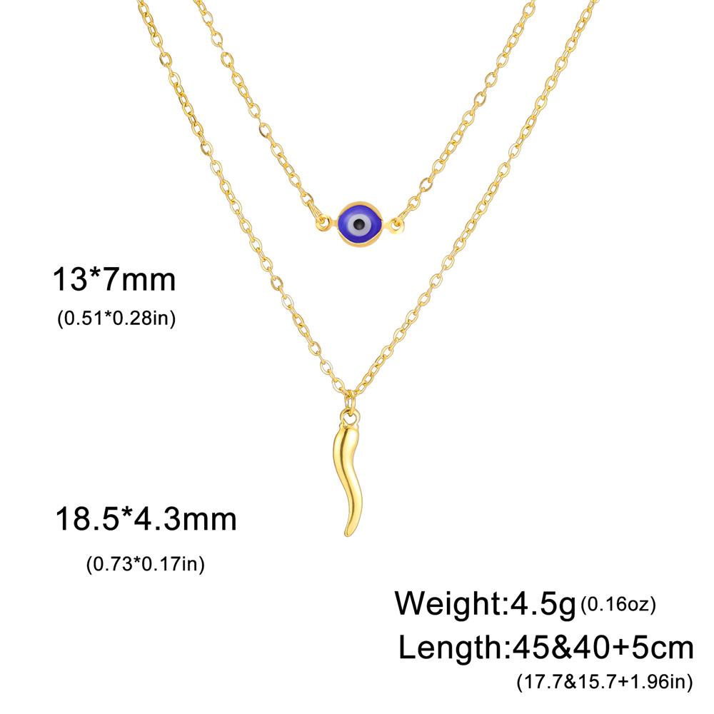 My Shape Italian Horn Charm Necklace Stainless Steel Pendants Chain for Women Eyes Charms Lucky Amulet Talisman Italian Jewelry