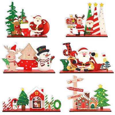 Christmas Wooden Ornaments Santa Claus Xmas Tree Crafts Christmas Decoration Merry Christmas Navidad New Year Home Decor Gift
