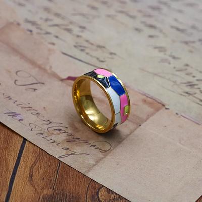 Persönlichkeit Temperament Titanstahl Ring Ring Zubehör Emaille Bemalt Mädchen Beliebtes Zubehör