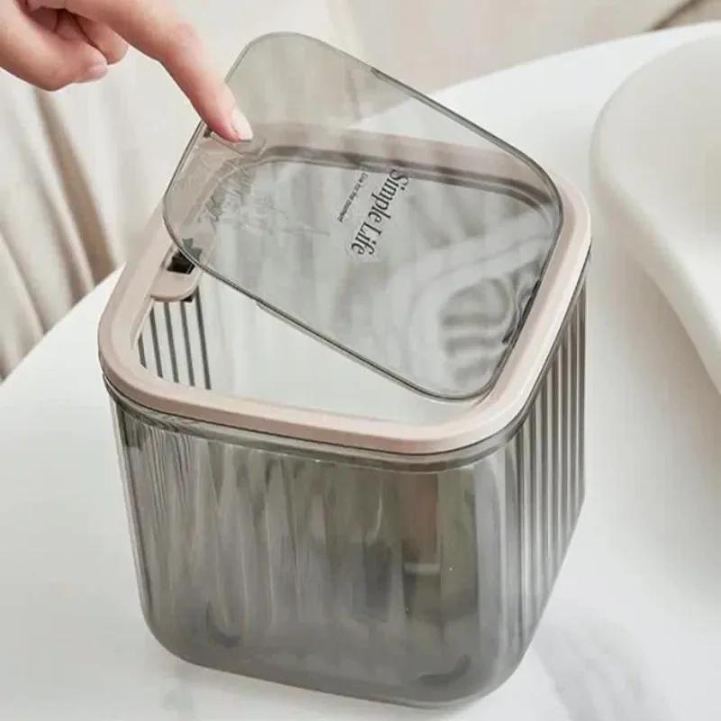 Mini Desktop Trash Can Transparent Countertop Waste Bin Household Bedroom Bedside Garbage Storage Bathroom Supplies